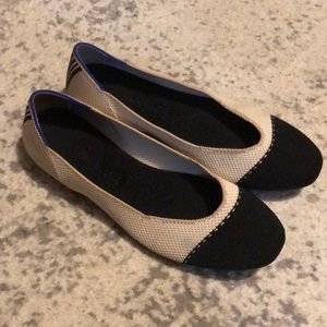 Rothy's Black and Cream Flats